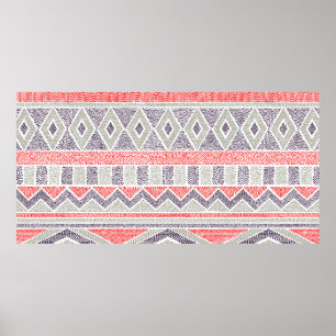 Seamless striped ethnic pattern. Tribal and aztec Poster