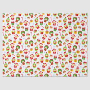 Seamless stylized Christmas ornament little elves  Tissue Paper