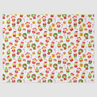 Seamless stylized Christmas ornament little elves  Tissue Paper