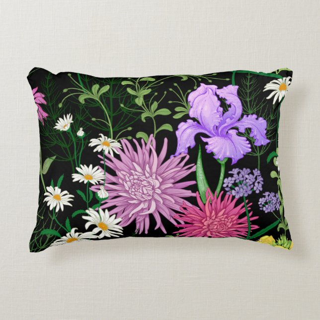 Seamless summer pattern. Wild flowers chamomile, h Accent Pillow (Front)