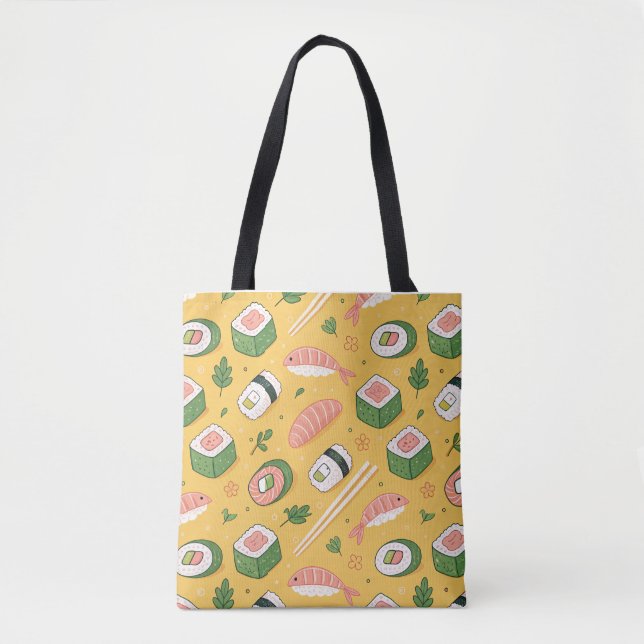 Seamless Sushi Pattern – Cute Japanese Food  Tote Bag (Front)