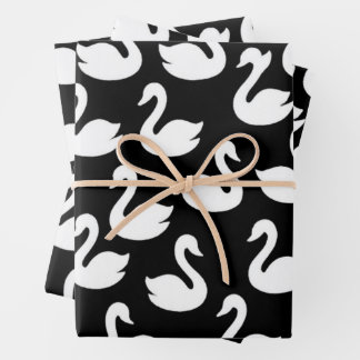 Seamless Swan Silhouette Wrapping Paper Sheet