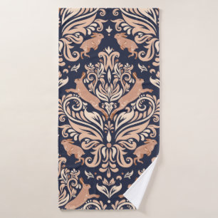 Seamless symmetrical pattern in the Damask style.  Bath Towel