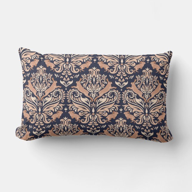 Seamless symmetrical pattern in the Damask style.  Lumbar Pillow (Front)