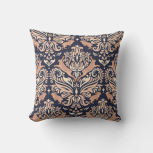 Seamless symmetrical pattern in the Damask style. Throw Pillow