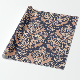 Seamless symmetrical pattern in the Damask style.  Wrapping Paper