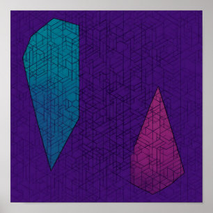 Seamless Teal and Magenta Geometric Pattern Poster