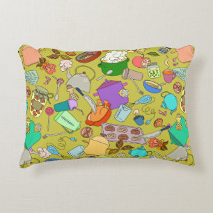 Seamless texture. Hand drawn doodles objects food  Accent Pillow