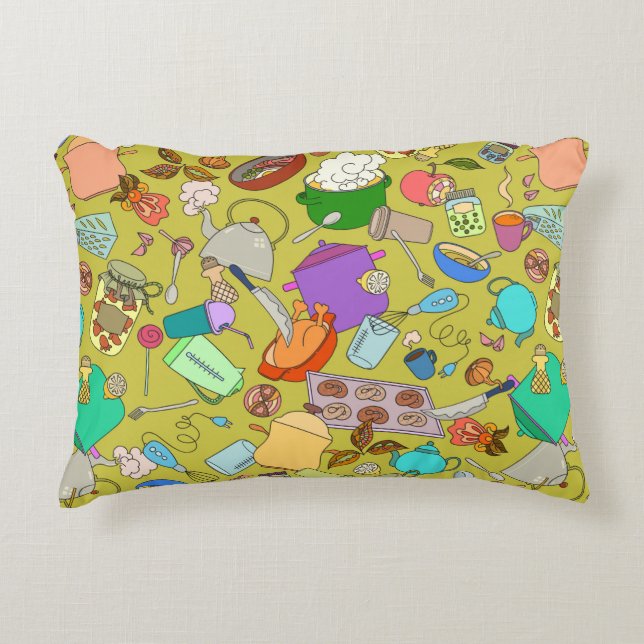 Seamless texture. Hand drawn doodles objects food  Accent Pillow (Front)