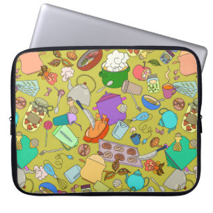 Seamless texture. Hand drawn doodles objects food Laptop Sleeve