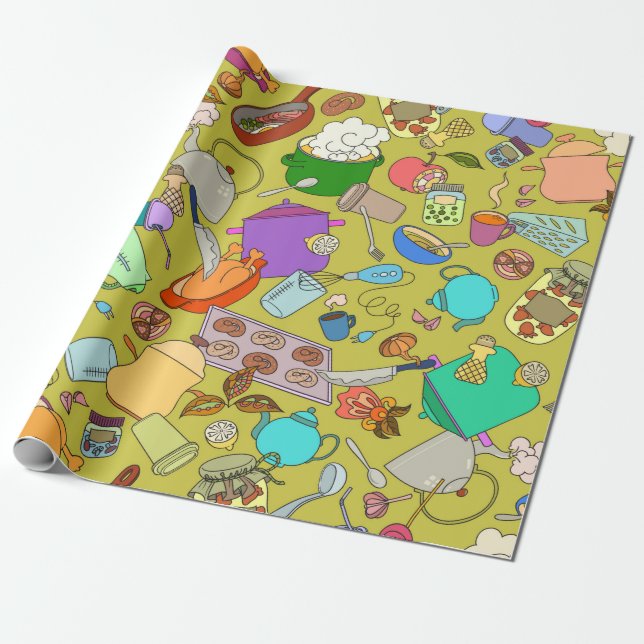 Seamless texture. Hand drawn doodles objects food  Wrapping Paper (Unrolled)