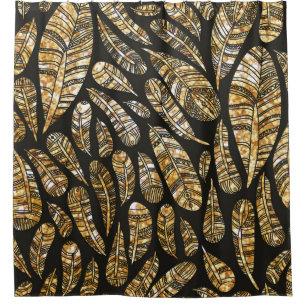 Seamless texture pattern of glowing golden feather