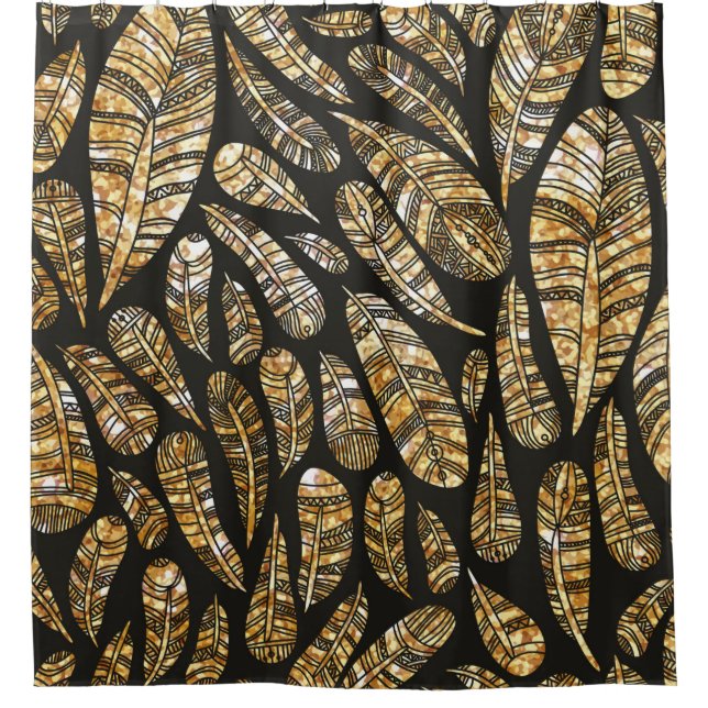 Seamless texture pattern of glowing golden feather (Front)