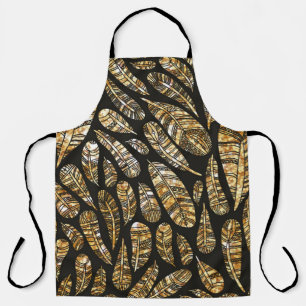 Seamless texture pattern of glowing golden feather apron