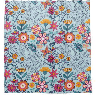 Seamless texture with flowers and butterflies. End