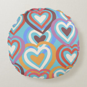 Seamless texture with funny hearts  round pillow