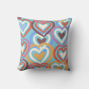 Seamless texture with funny hearts  throw pillow