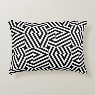 Seamless texture with oblique black bandsgeometric accent pillow