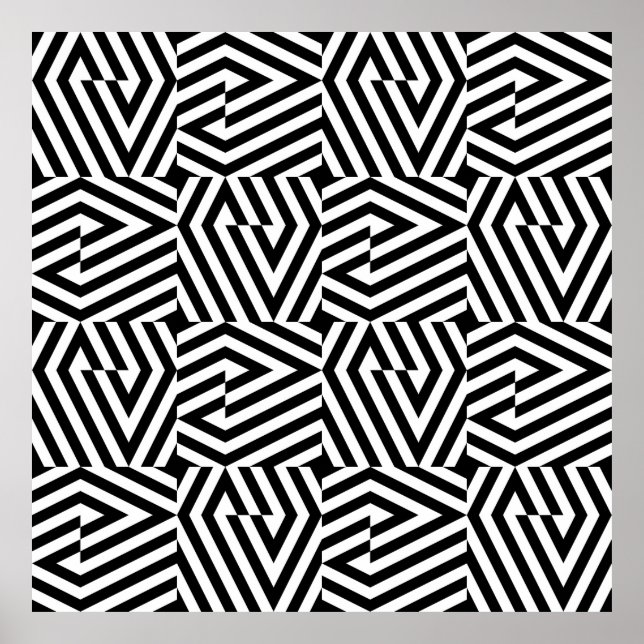 Seamless texture with oblique black bandsgeometric poster (Front)