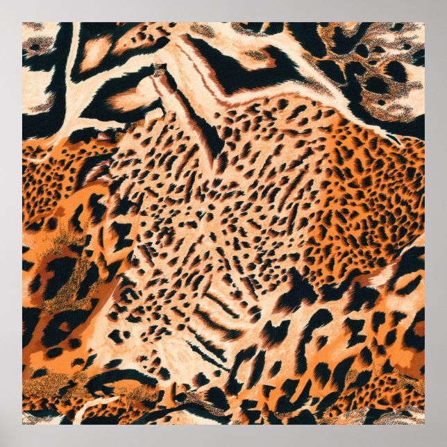 Seamless tiger, leopard and jaguar. Seamless textu Poster (Front)