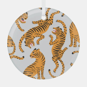 Seamless tiger pattern, wildlife theme. glass ornament
