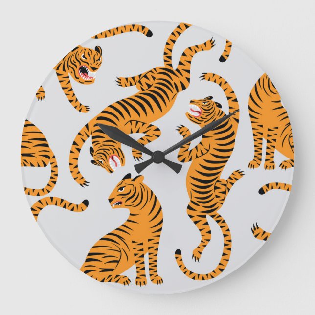 Seamless tiger pattern, wildlife theme. large clock (Front)