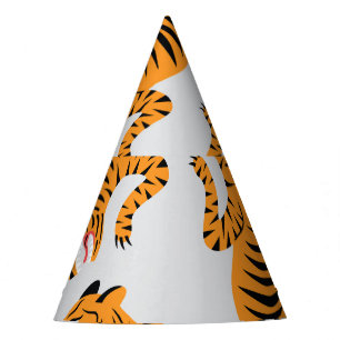 Seamless tiger pattern, wildlife theme. party hat