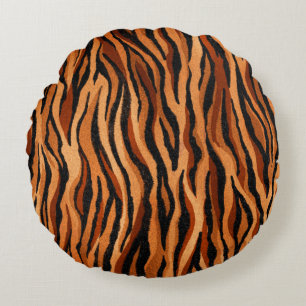 seamless tiger skin pattern. hand drawn round pillow
