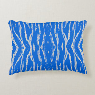 Seamless Tiger Skin. Watercolor Jungle Repeat. Blu Accent Pillow