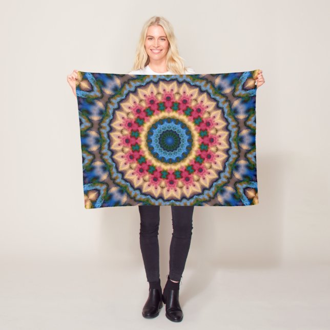 Seamless tile mosaic kaleidoscope abstract modern fleece blanket (In Situ)