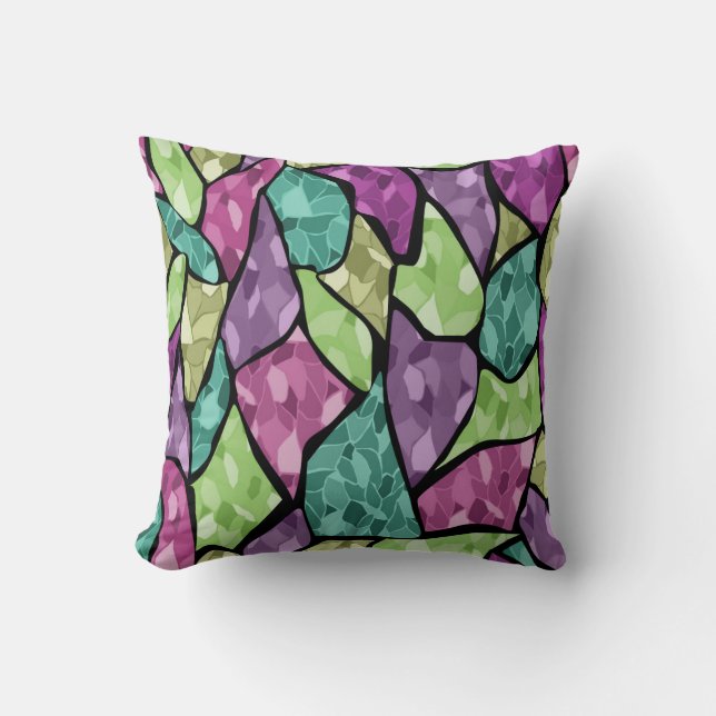 Seamless tile mosaic kaleidoscope abstract modern throw pillow (Front)
