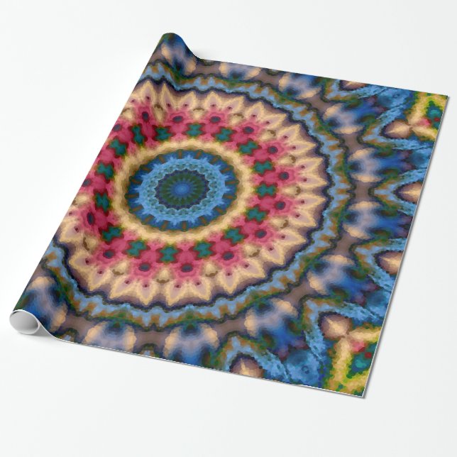 Seamless tile mosaic kaleidoscope abstract modern wrapping paper (Unrolled)