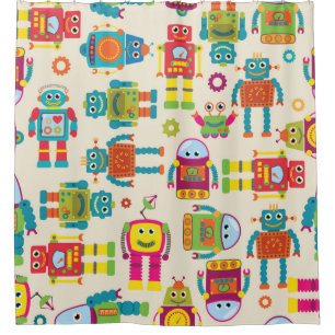 Seamless Tileable Background Pattern with Cute Rob