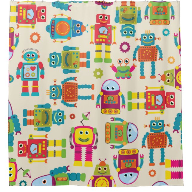 Seamless Tileable Background Pattern with Cute Rob (Front)