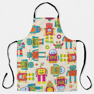 Seamless Tileable Background Pattern with Cute Rob Apron