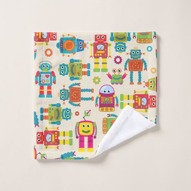Seamless Tileable Background Pattern with Cute Rob Wash Cloth (Wash Cloth)
