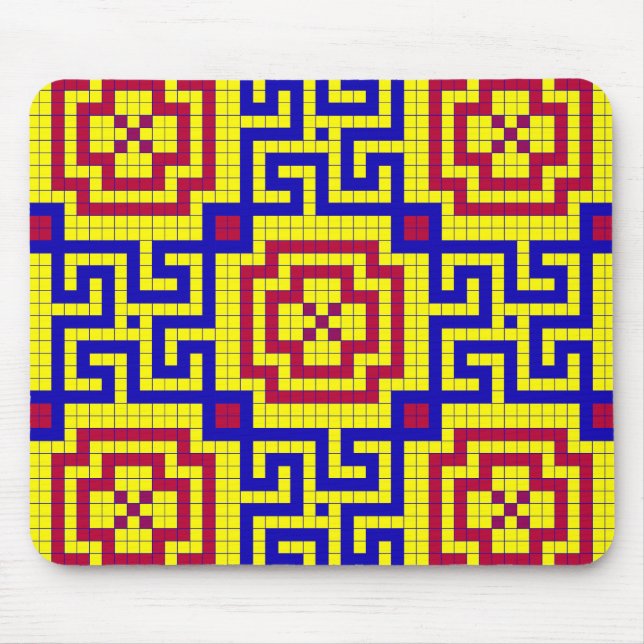 Seamless Tiled Geometric Mosaic Pattern Mouse Pad (Front)