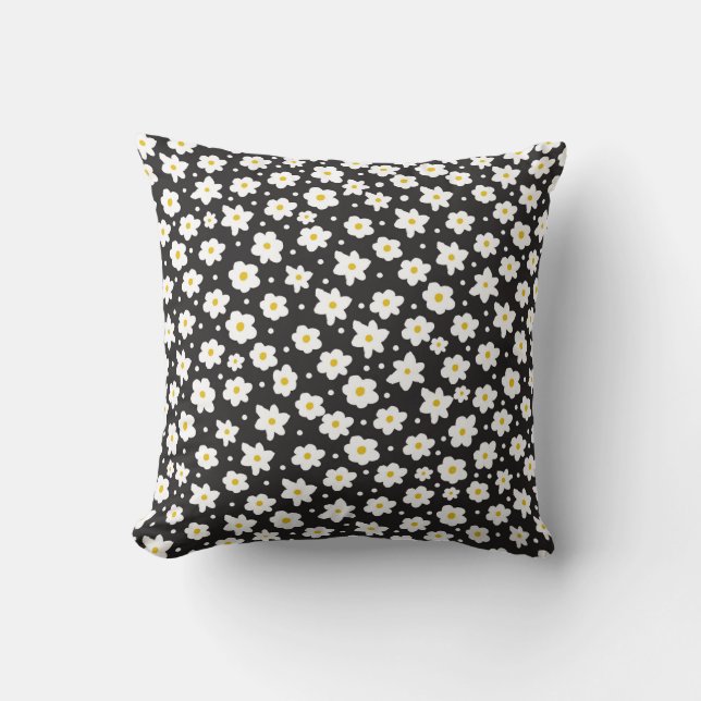 Seamless tiny daisy vintage pattern background throw pillow (Front)