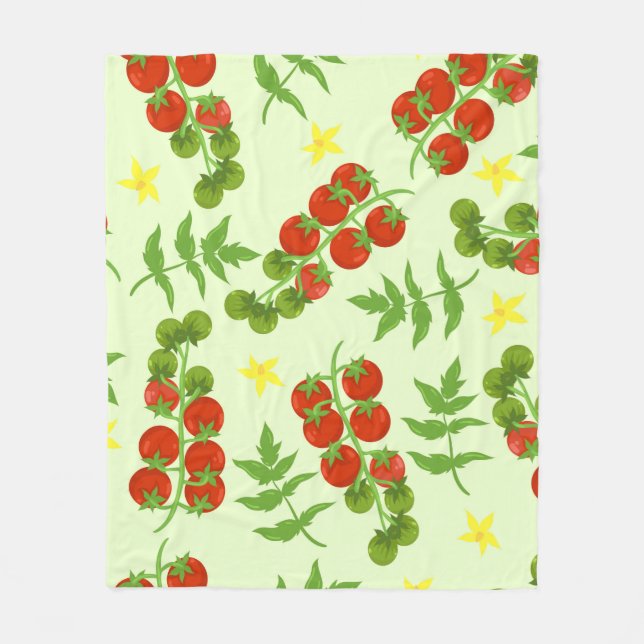 Seamless tomato pattern. Vegetable print. Vintage  Fleece Blanket (Front)