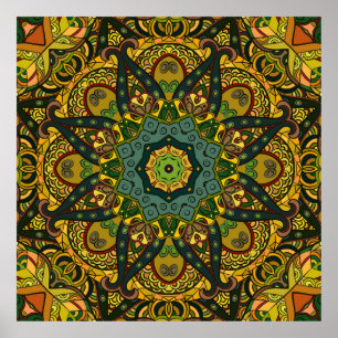 Seamless tracery tile mehndi design. Ethnic orname Poster