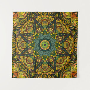 Seamless tracery tile mehndi design. Ethnic orname Tapestry