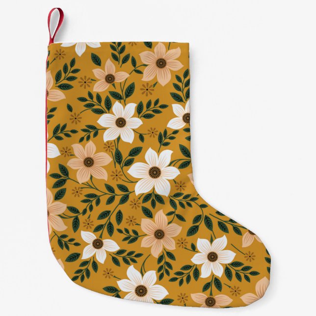 seamless traditional flower pattern on muster small christmas stocking (Front)