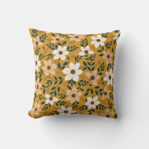 seamless traditional flower pattern on muster throw pillow