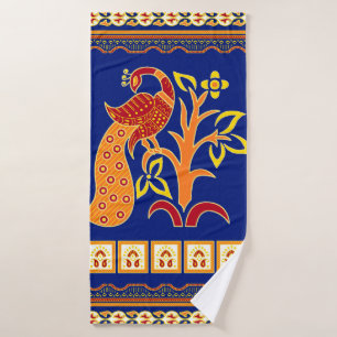 Seamless traditional indian border with peacock bath towel