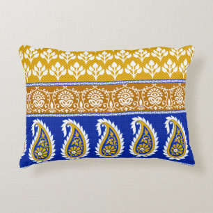 Seamless traditional indian paisley border accent pillow