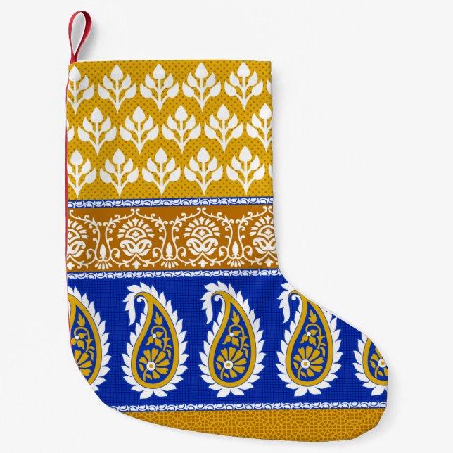 Seamless traditional indian paisley border small christmas stocking (Front)