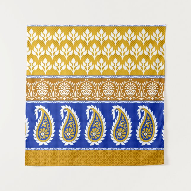 Seamless traditional indian paisley border tapestry (Front)