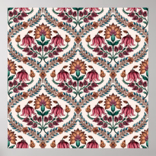 Seamless Traditional Mughalart,pattern,floral,flow Poster