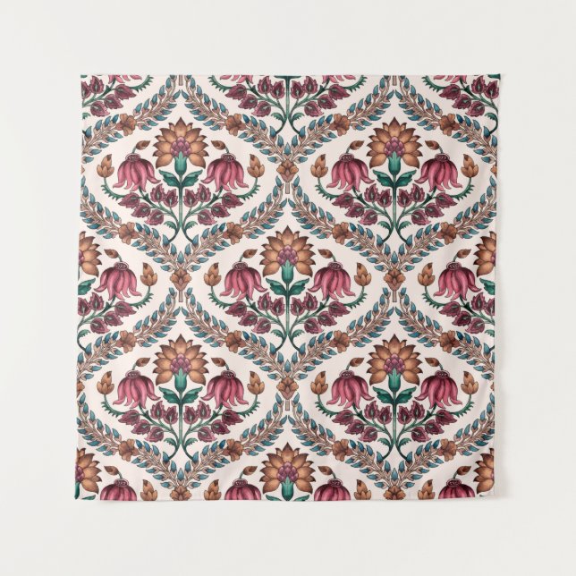 Seamless Traditional Mughalart,pattern,floral,flow Tapestry (Front)
