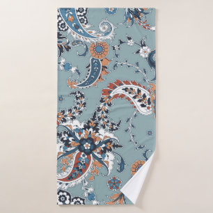 Seamless trendy background with paisley in Indian  Bath Towel
